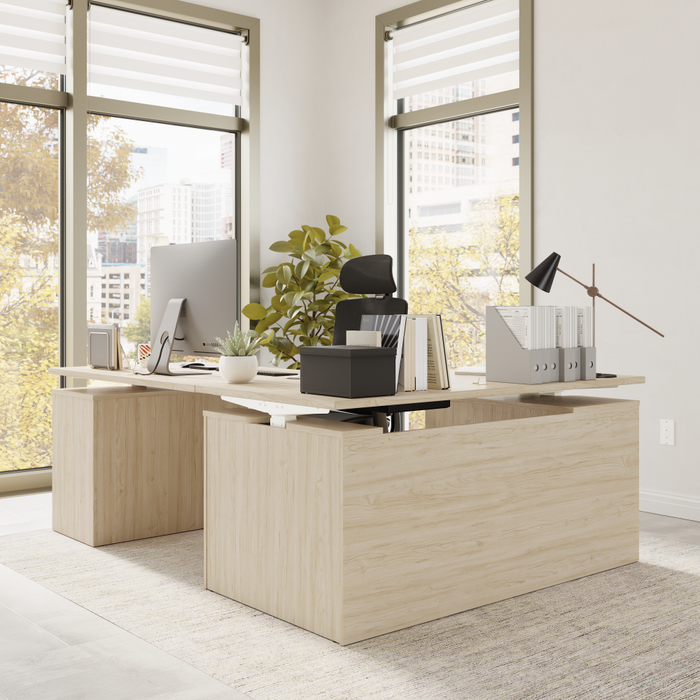 Stratus 60W x 78D Height Adjustable L Shaped Standing Desk with Drawers