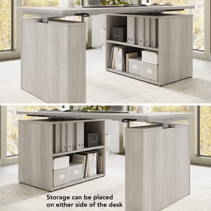 Stratus 60W x 30D Electric Height Adjustable Standing Desk with Bookcase