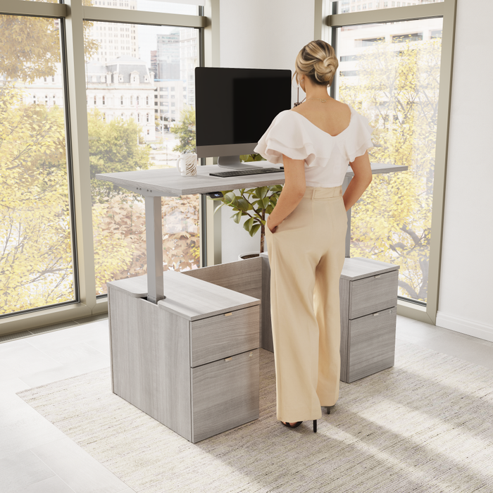 Stratus 60W x 30D Electric Standing Desk with Drawers and Modesty Panel