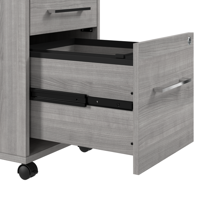 Hustle 2 Person Computer Desk with Mobile Storage Cabinets, Power Grommets, and Privacy Screen