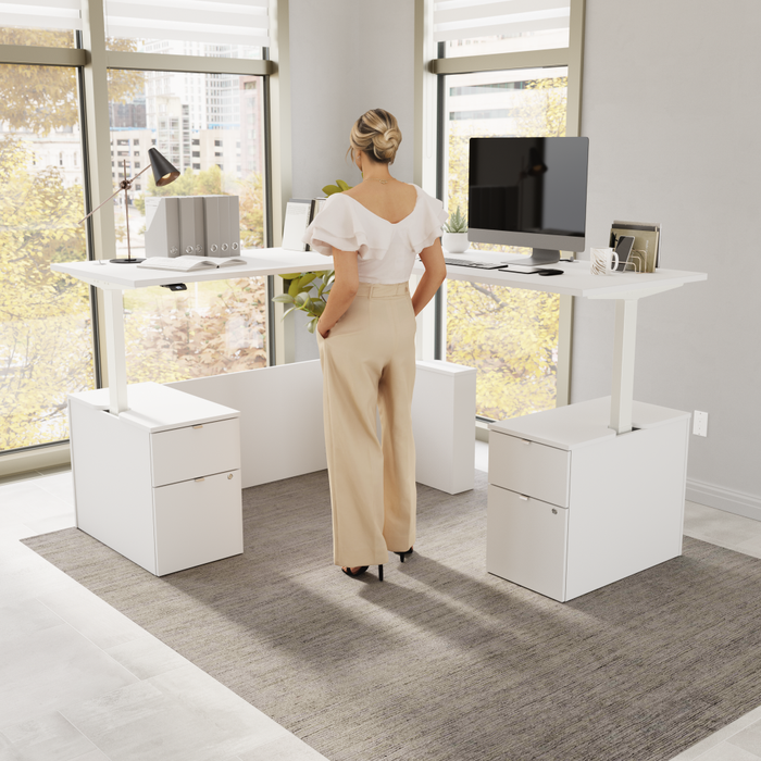 Stratus 72W x 78D Height Adjustable L Shaped Standing Desk with Drawers