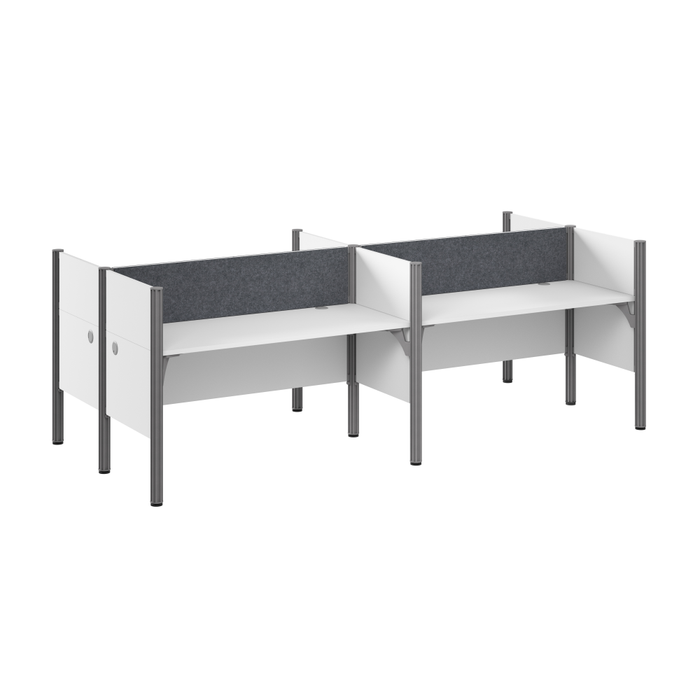 ProBiz 4 Person Office Cubicle Desk with Low Privacy Panels and Tackboard