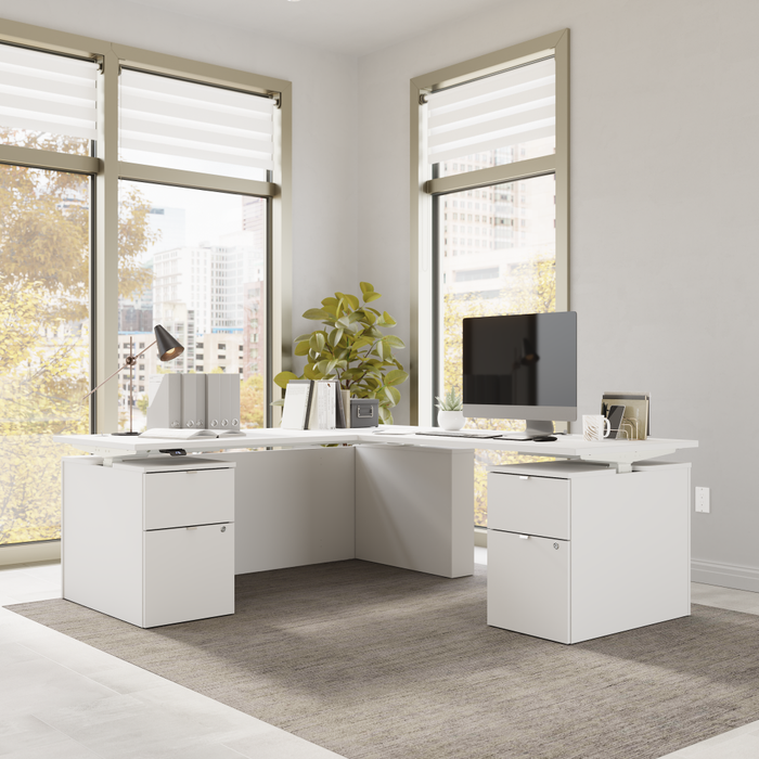 Stratus 72W x 78D Height Adjustable L Shaped Standing Desk with Drawers