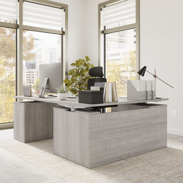 Stratus 60W x 78D Height Adjustable L Shaped Standing Desk with Drawers