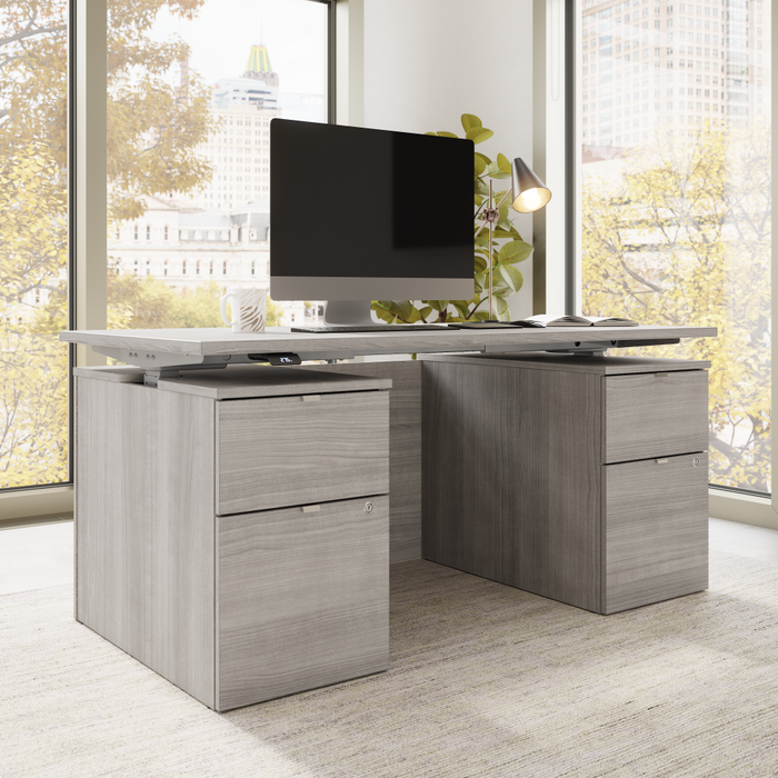 Stratus 60W x 30D Electric Standing Desk with Drawers and Modesty Panel