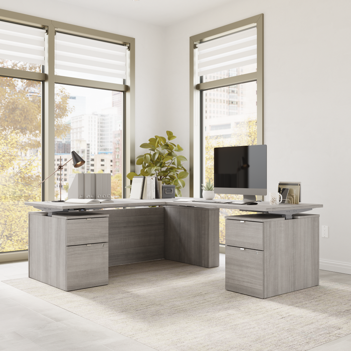 Stratus 72W x 78D Height Adjustable L Shaped Standing Desk with Drawers