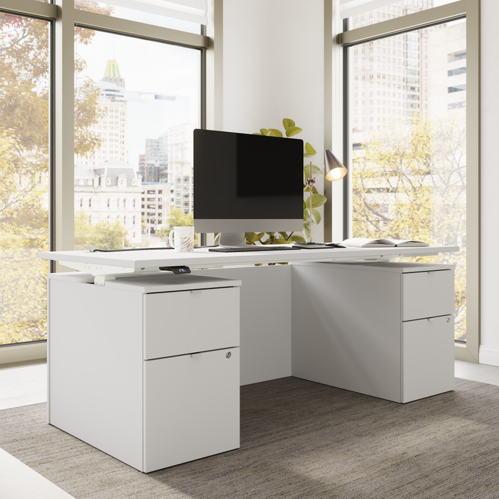 Stratus 72W x 30D Electric Standing Desk with Drawers and Modesty Panel