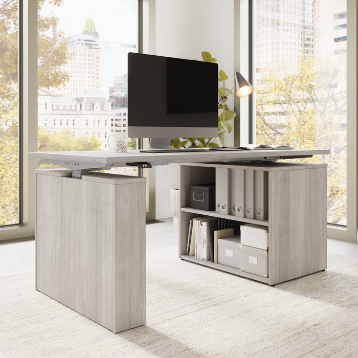 Stratus 60W x 30D Electric Height Adjustable Standing Desk with Bookcase