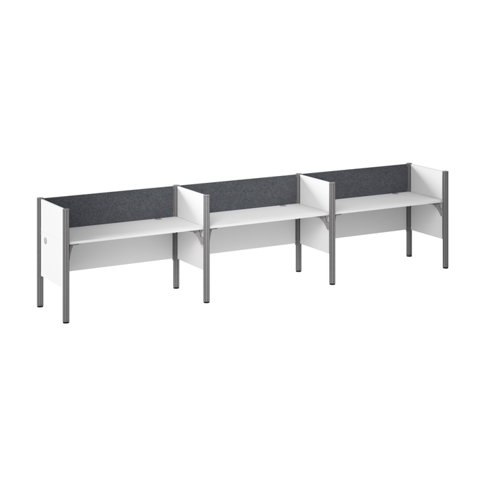 ProBiz 3 Person Office Cubicle Desk with Low Privacy Panels and Tackboard