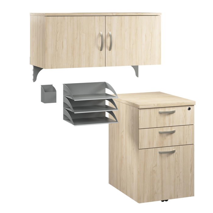 Office in an Hour Cubicle Storage Hutch with Paper Trays and Pencil Holder