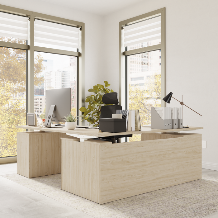 Stratus 72W x 78D Height Adjustable L Shaped Standing Desk with Drawers