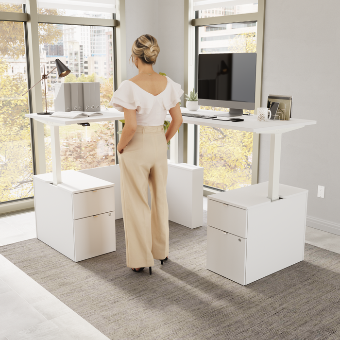 Stratus 60W x 78D Height Adjustable L Shaped Standing Desk with Drawers