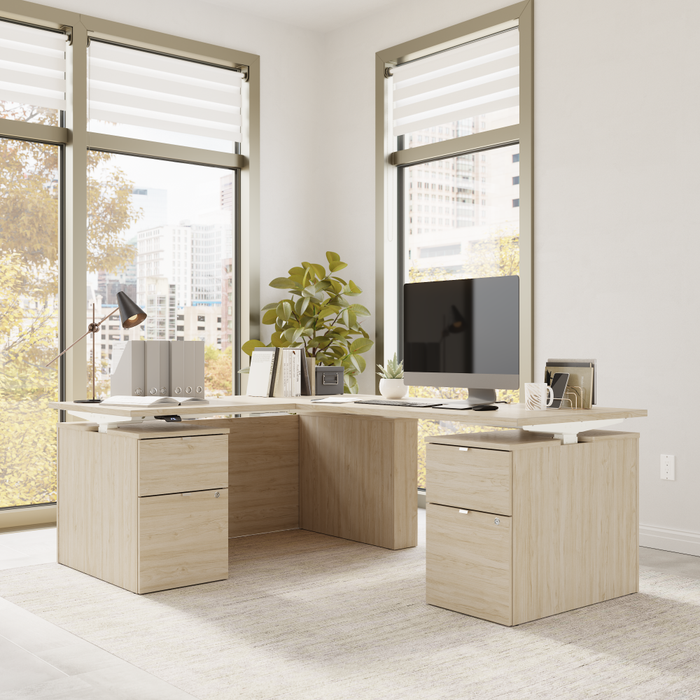 Stratus 60W x 78D Height Adjustable L Shaped Standing Desk with Drawers