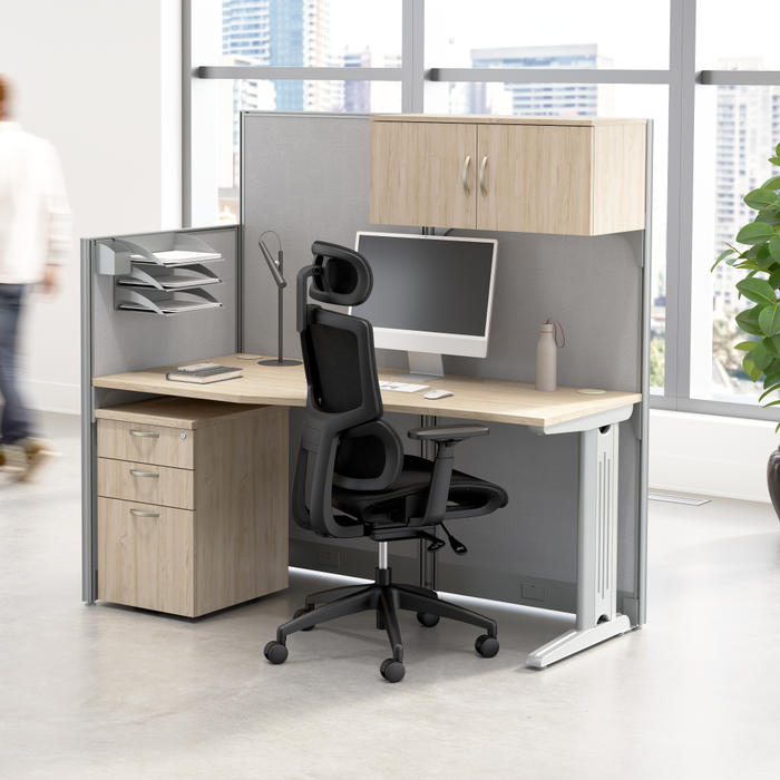 Office in an Hour Cubicle Storage Hutch with Paper Trays and Pencil Holder
