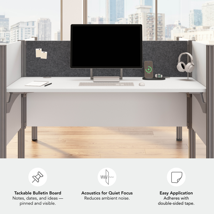 ProBiz 2 Person Office Cubicle Desk with Low Privacy Panels and Tackboard