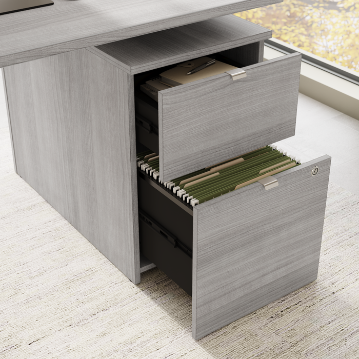 Stratus 60W x 78D Height Adjustable L Shaped Standing Desk with File Cabinet
