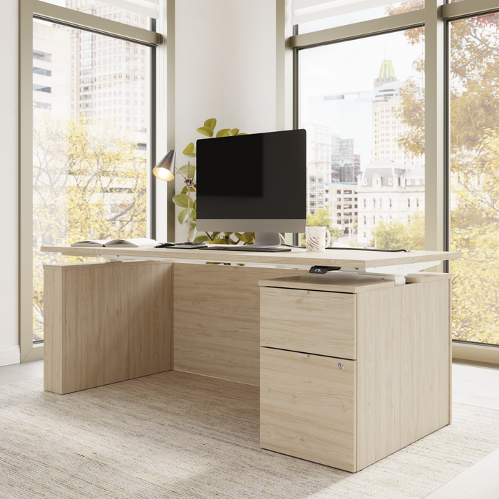 Stratus 72W x 30D Eletric Height Adjustable Standing Desk with File Cabinet