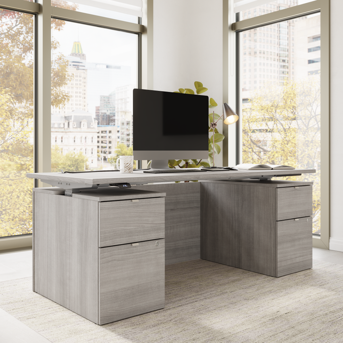 Stratus 72W x 30D Electric Standing Desk with Drawers and Modesty Panel