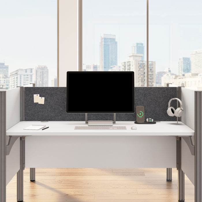 ProBiz 6 Person Office Cubicle Desk with Low Privacy Panels and Tackboard