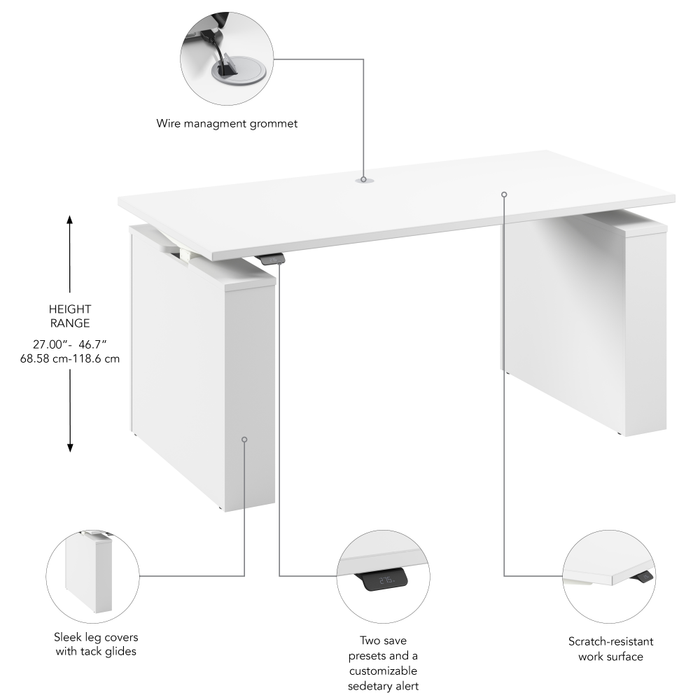 Stratus 60W x 30D Electric Height Adjustable Standing Desk