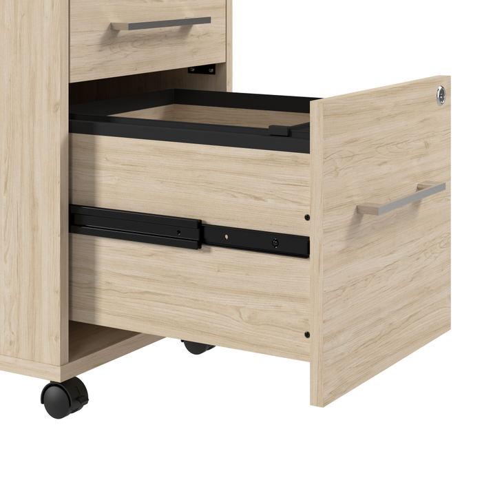 Hustle 2 Person Computer Desk with Mobile Storage Cabinets, Power Grommets, and Privacy Screen