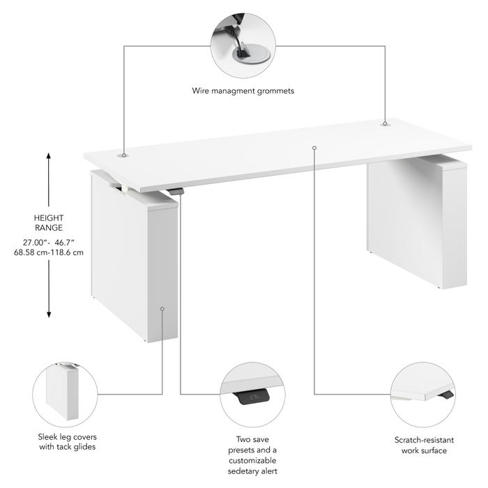 Stratus 72W x 30D Electric Height Adjustable Standing Desk