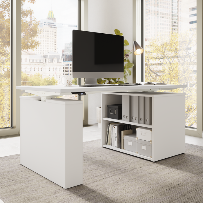 Stratus 60W x 30D Electric Height Adjustable Standing Desk with Bookcase