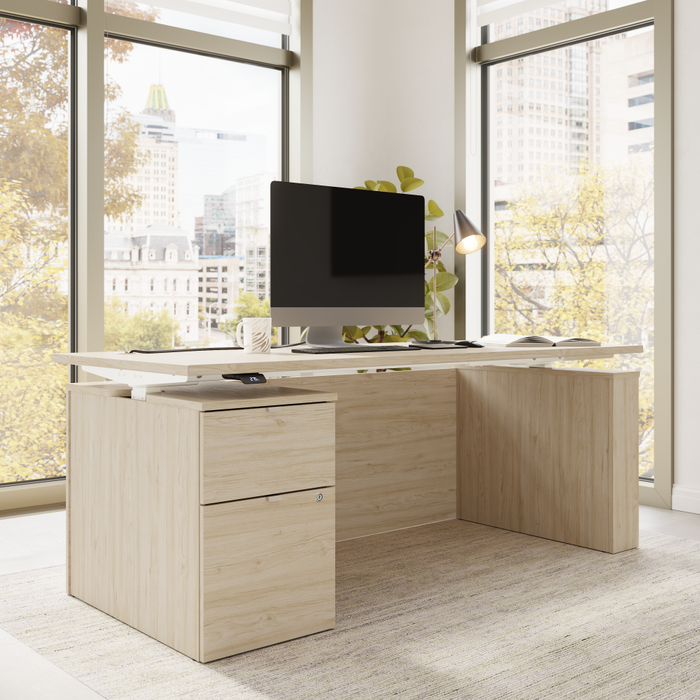 Stratus 72W x 30D Eletric Height Adjustable Standing Desk with File Cabinet