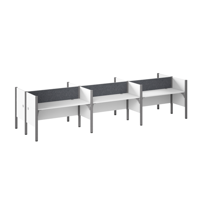 ProBiz 6 Person Office Cubicle Desk with Low Privacy Panels and Tackboard