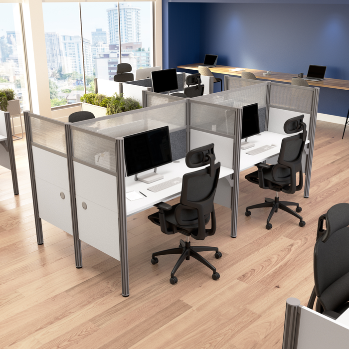 ProBiz 4 Person Office Cubicle Desk with High Privacy Panels and Tackboard
