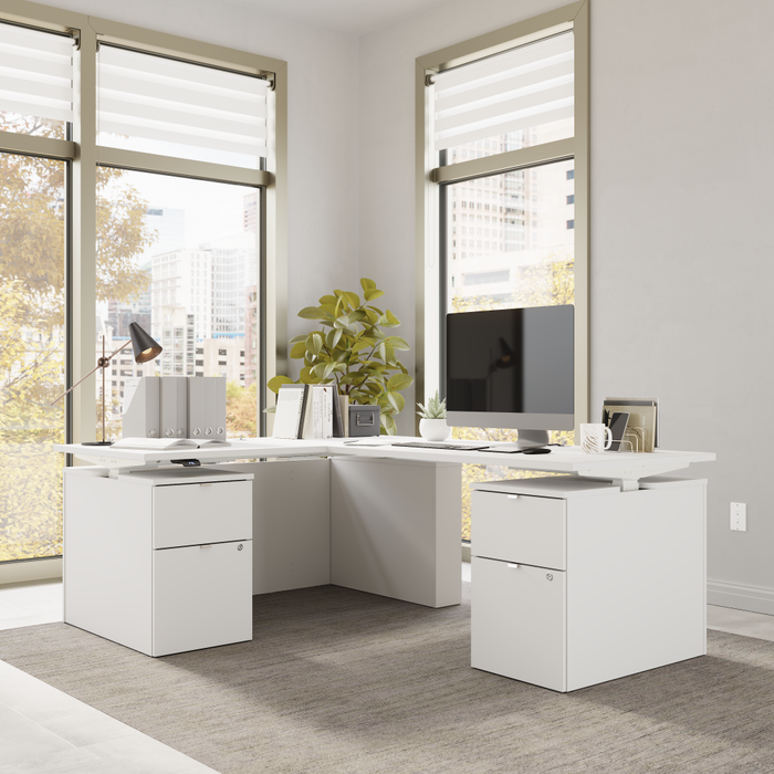 Stratus 60W x 78D Height Adjustable L Shaped Standing Desk with Drawers