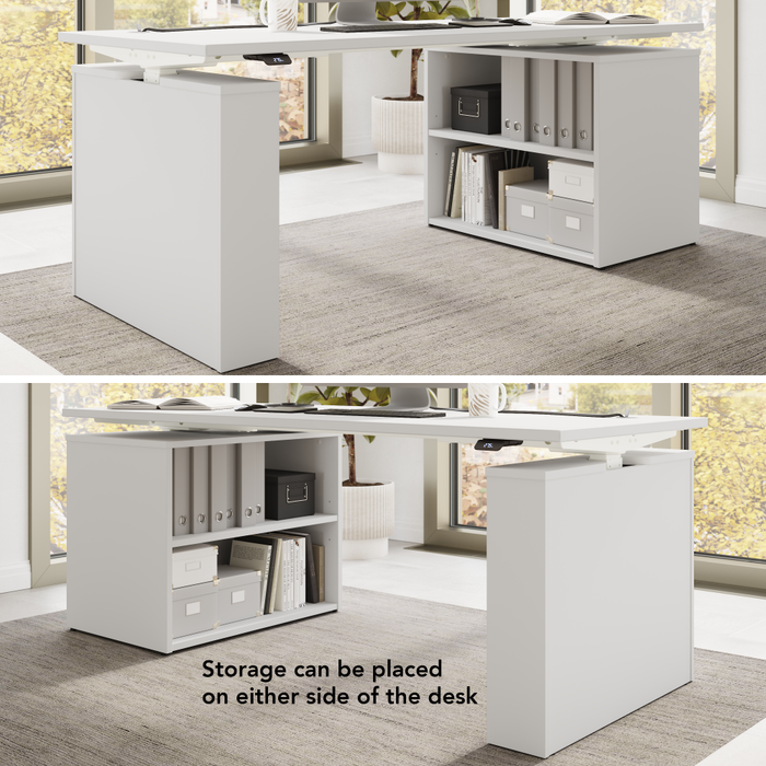 Stratus 72W x 30D Electric Height Adjustable Standing Desk with Bookcase