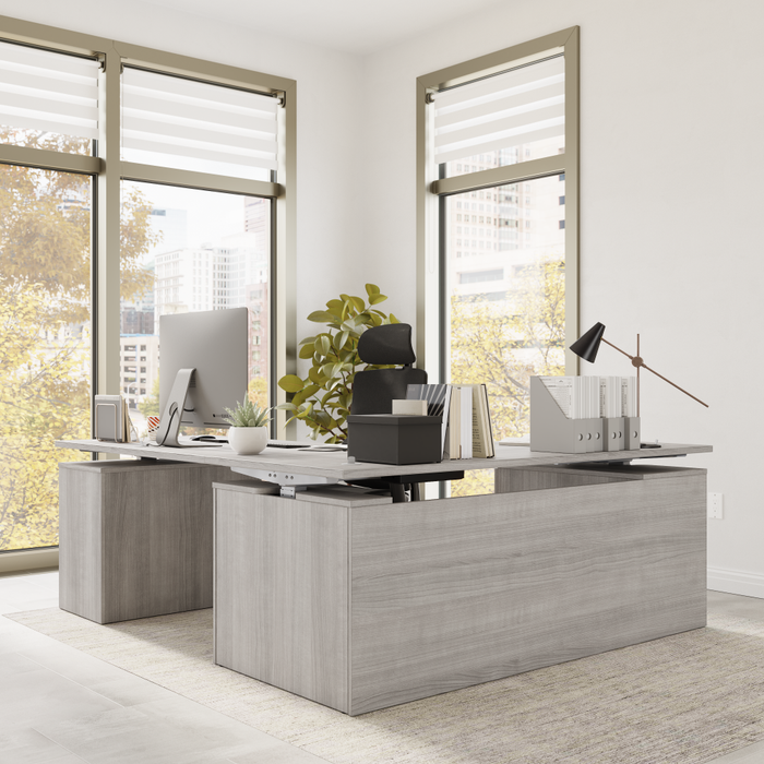 Stratus 72W x 78D Height Adjustable L Shaped Standing Desk with Drawers
