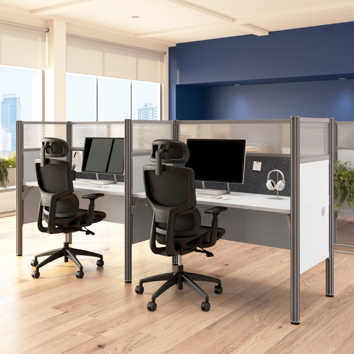 ProBiz Double Cubicle Desk for Office with High Privacy Panels and Tackboard