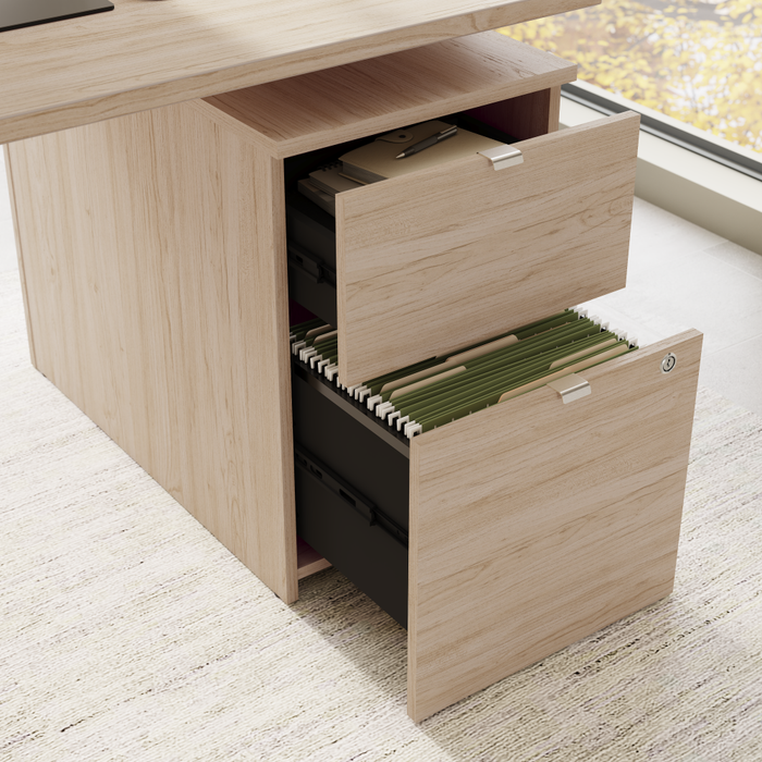 Stratus 72W x 78D Height Adjustable L Shaped Standing Desk with File Cabinet
