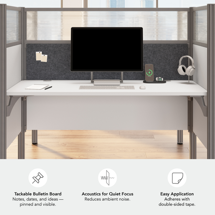 ProBiz 3 Person Office Cubicle Desk with High Privacy Panels and Tackboard