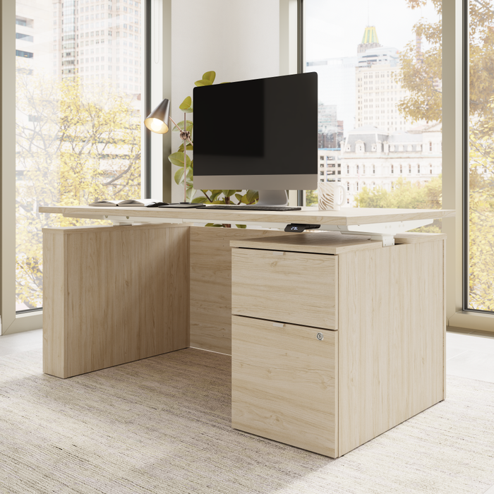 Stratus 60W x 30D Eletric Height Adjustable Standing Desk with File Cabinet