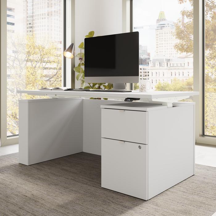 Stratus 60W x 30D Eletric Height Adjustable Standing Desk with File Cabinet