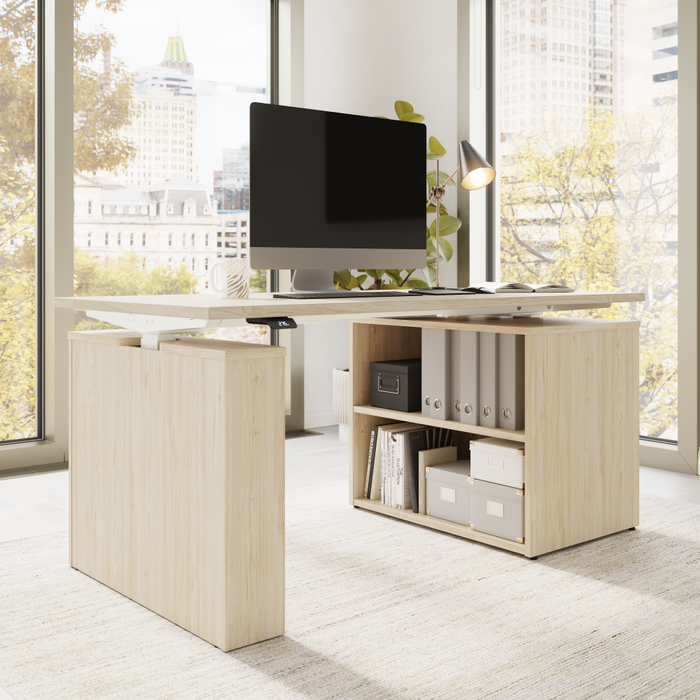 Stratus 60W x 30D Electric Height Adjustable Standing Desk with Bookcase
