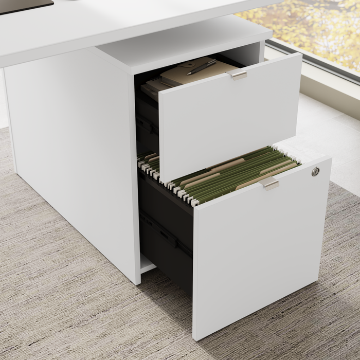 Stratus 72W x 78D Height Adjustable L Shaped Standing Desk with Drawers