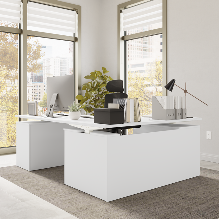 Stratus 60W x 78D Height Adjustable L Shaped Standing Desk with Drawers