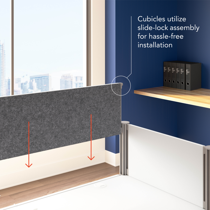 ProBiz Single Cubicle Desk for Office with Low Privacy Panels and Tackboard