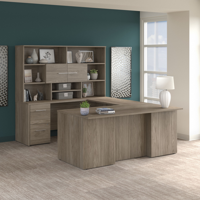 Office 500 72W U Shaped Executive Desk with Drawers and Hutch