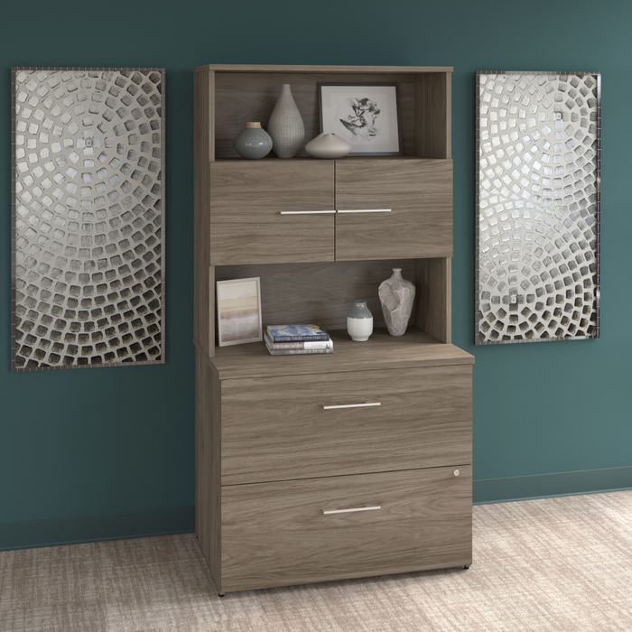 Office 500 36W 2 Drawer Lateral File Cabinet with Hutch