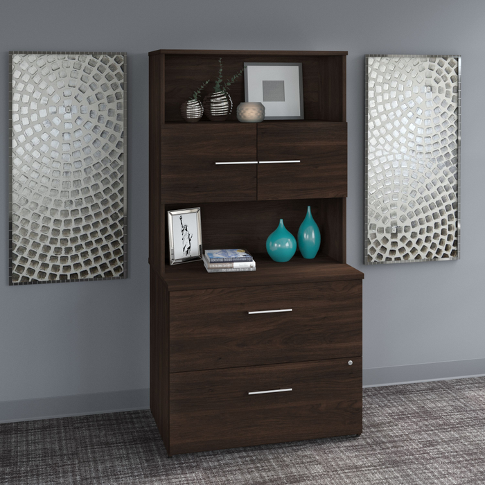 Office 500 36W 2 Drawer Lateral File Cabinet with Hutch