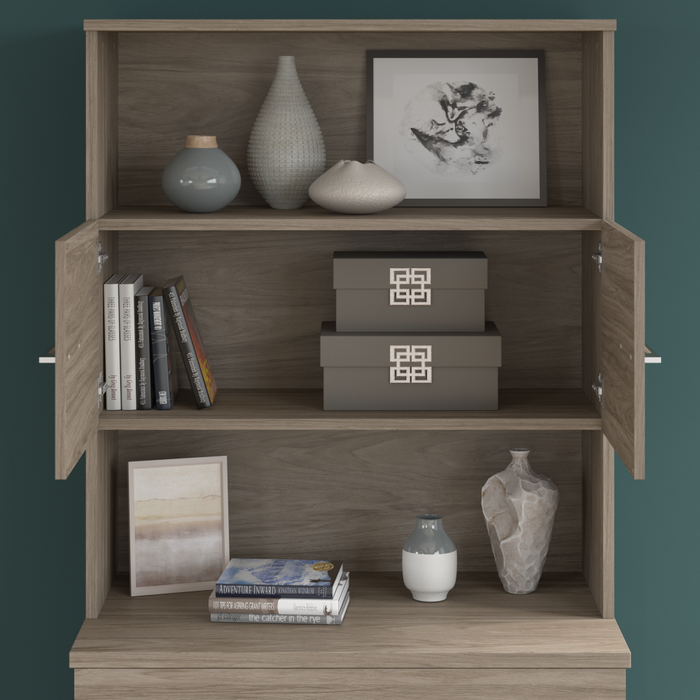 Office 500 72W x 36D Executive Desk with Drawers, Lateral File Cabinets and Hutch