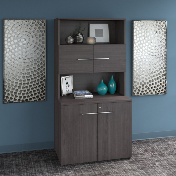 Office 500 36W Tall Storage Cabinet with Doors and Shelves