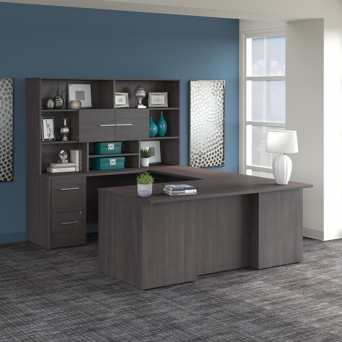 Office 500 72W U Shaped Executive Desk with Drawers and Hutch