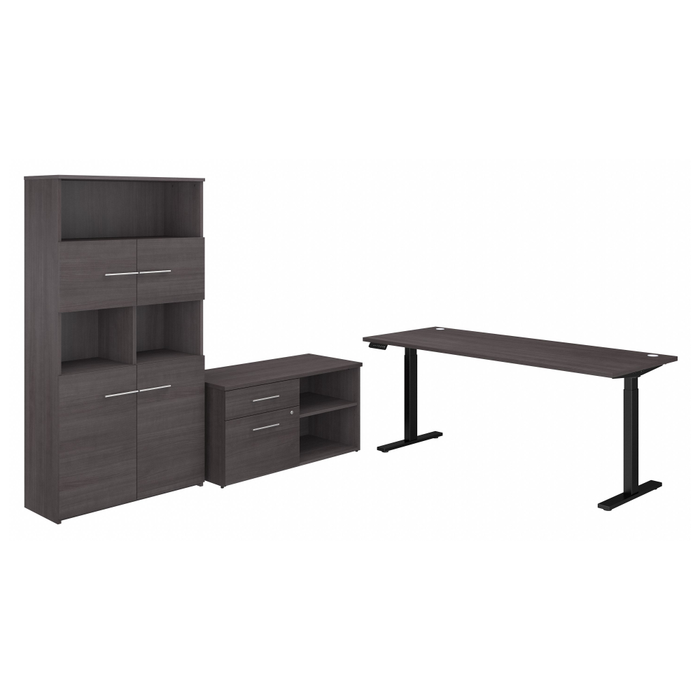 Office 500 72W Height Adjustable Standing Desk with Storage and Bookcase
