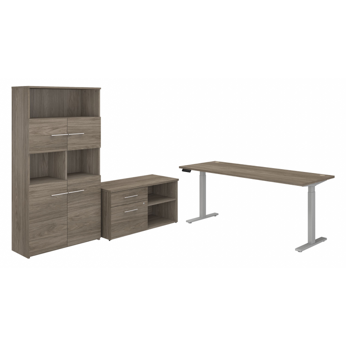 Office 500 72W Height Adjustable Standing Desk with Storage and Bookcase